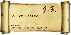 Geller Britta névjegykártya